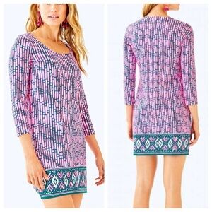 Lilly Pulitzer Beacon Dress in Mandevilla Pink Slathouse Stripe Engineer Small